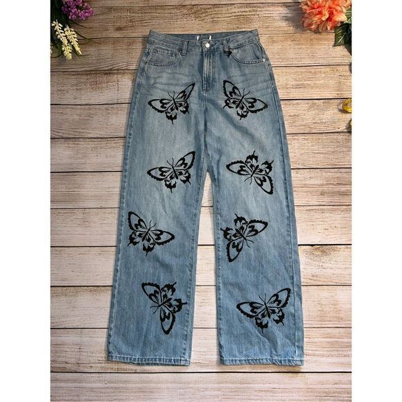Forever 21 Butterfly Graphic Jeans (Sz 27) - Picture 2 of 11
